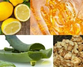 walnut juice, honey, lemon and aloe vera to increase potency